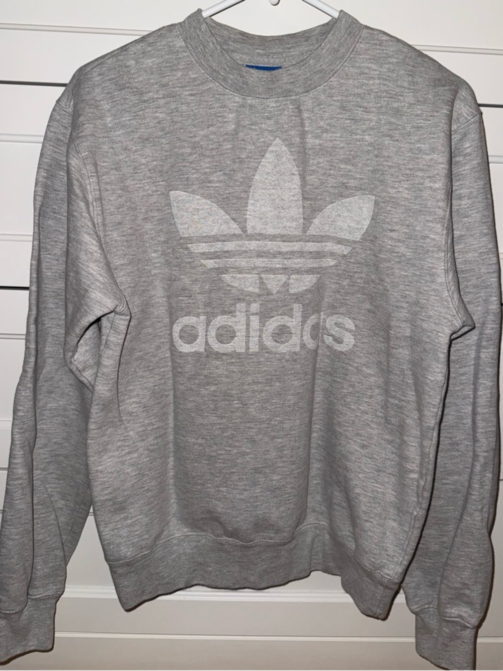 Adidas Light Gray Trefoil Crewneck Sweatshirt Like New